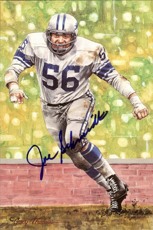 Joe Schmidt Lions HOF Autographed Goal Line Art GLAC Postcard JSA