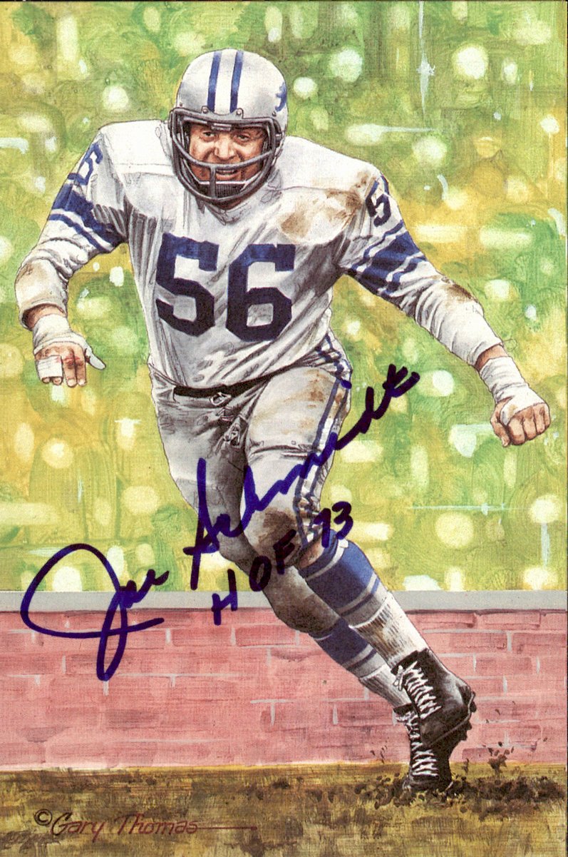 Joe Schmidt Lions HOF Autographed Goal Line Art GLAC Postcard JSA