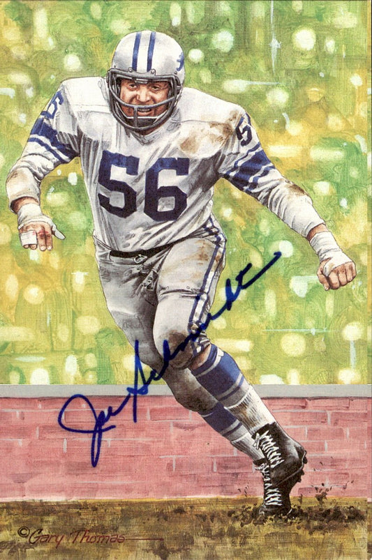 Joe Schmidt Lions HOF Autographed Goal Line Art GLAC Postcard JSA