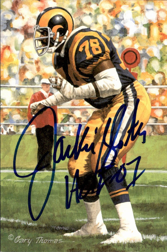 Jackie Slater Rams HOF Autographed Goal Line Art GLAC Postcard JSA