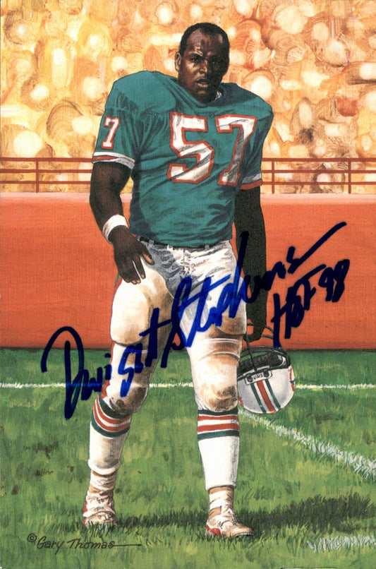 Dwight Stephenson Dolphins HOF Autographed Goal Line Art GLAC Postcard JSA