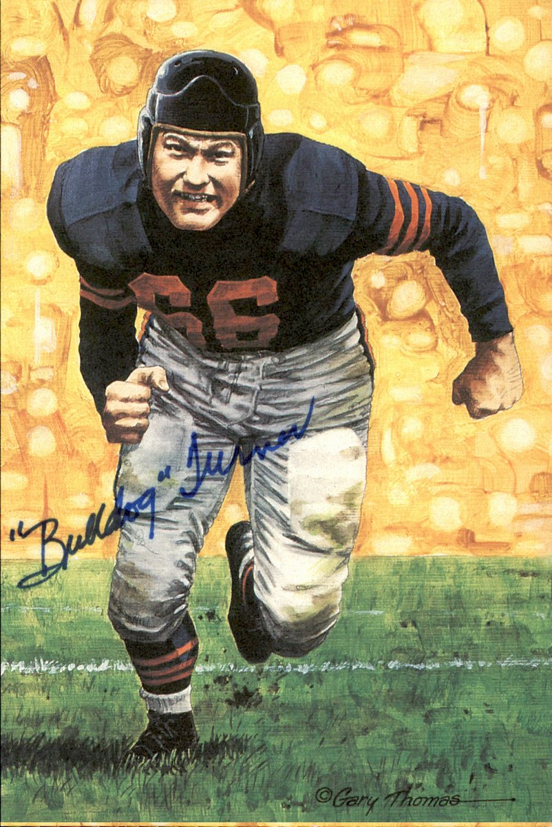 Clyde Bulldog Turner Bears HOF Autographed Goal Line Art GLAC Postcard JSA