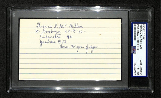 Tommy McMillan Signed/Inscribed 3x5 Index Card Brooklyn Dodgers PSA/DNA 199301