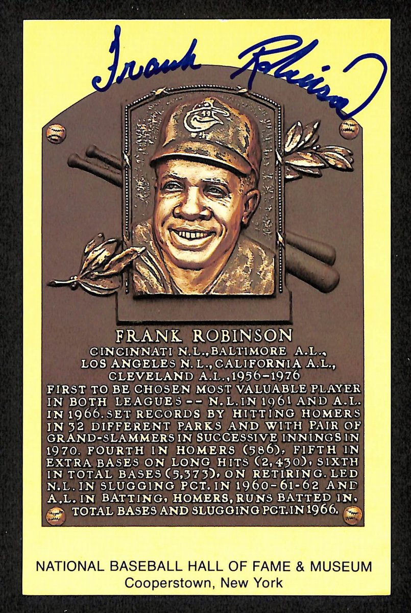 Frank Robinson Signed/Auto Gold HOF Plaque Postcard Baltimore Orioles 199311