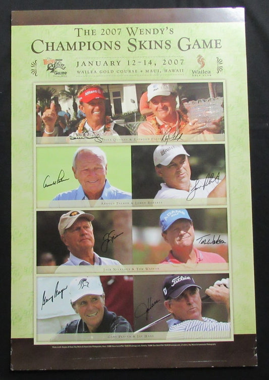 2007 Golf Poster Multi-Signed (8) Palmer Nicklaus Watson Player 24X36 Photo PSA