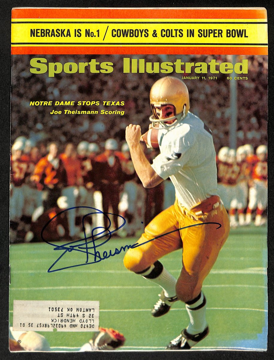 Joe Theismann Signed/Auto 1/11/1971 Sports Illustrated Magazine JSA 199417