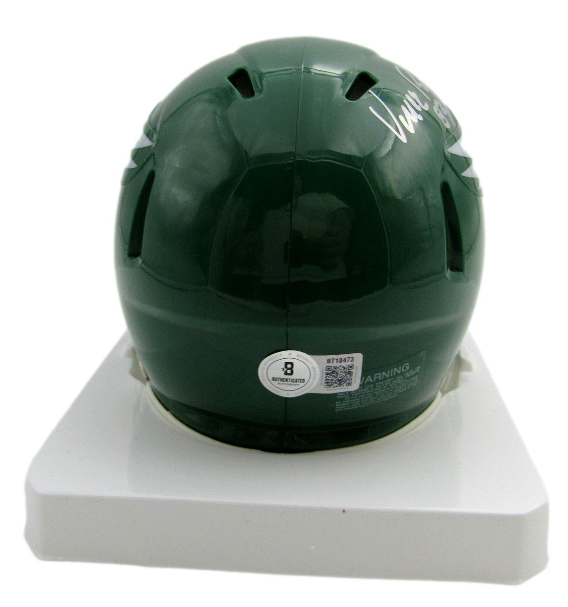 Vince Papale Eagles Signed/Autographed Green Mini Football Helmet Beckett 199607