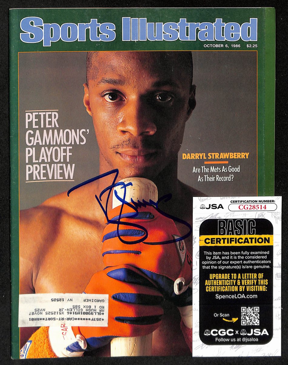 Darryl Strawberry Signed/Auto 10/6/1986 Sports Illustrated Magazine JSA 197888