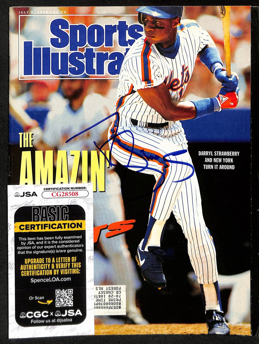 Darryl Strawberry Signed/Auto 7/9/1990 Sports Illustrated Magazine JSA 197894