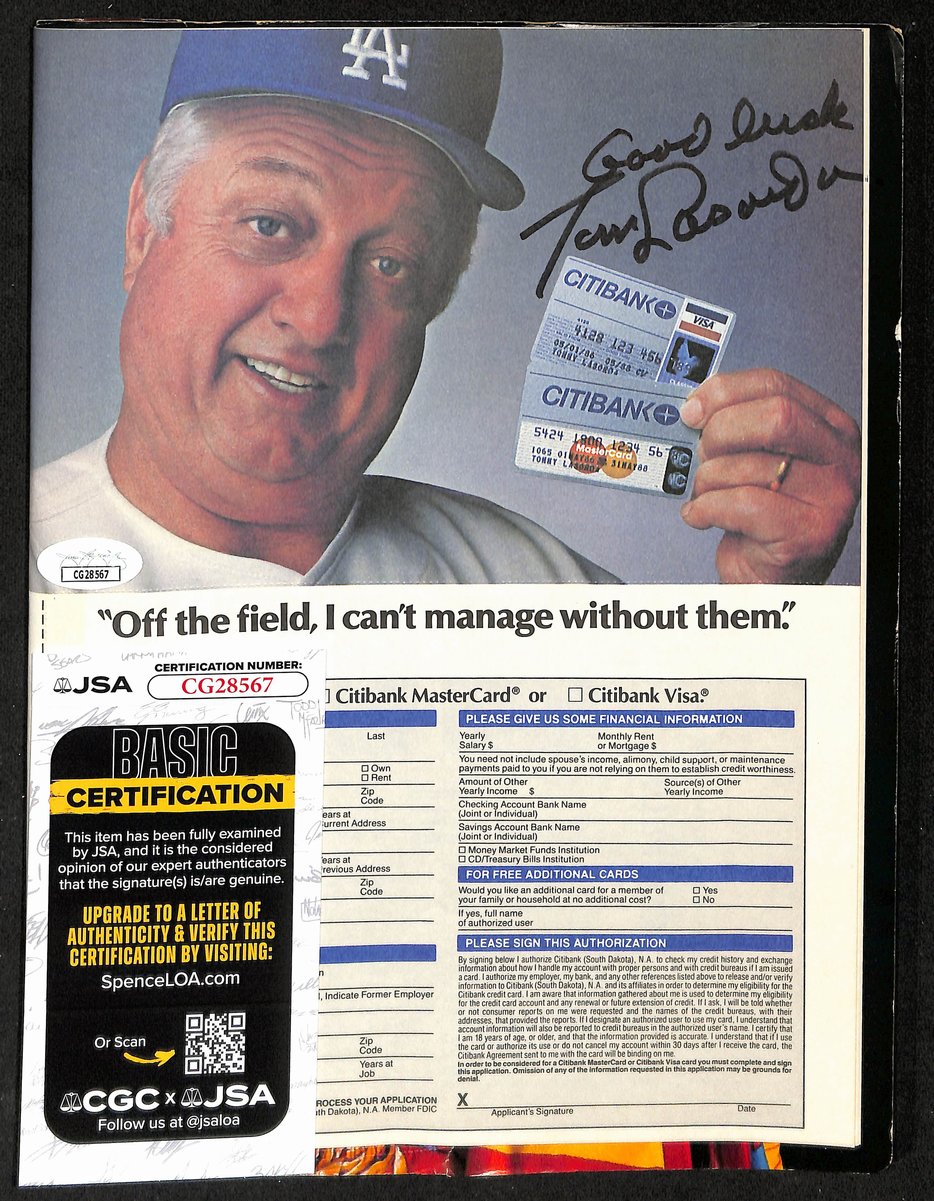 Tom Lasorda HOF Signed/Inscribed 7/21/1986 U.S. NEWS Magazine JSA 197975