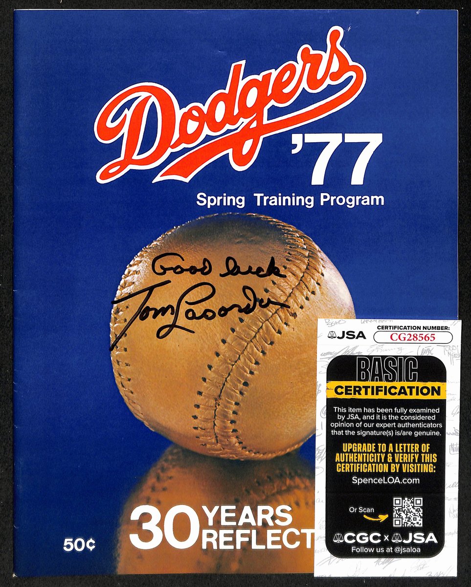 Tom Lasorda HOF Signed/Inscribed 1977 Dodgers Spring Training Program JSA 197986