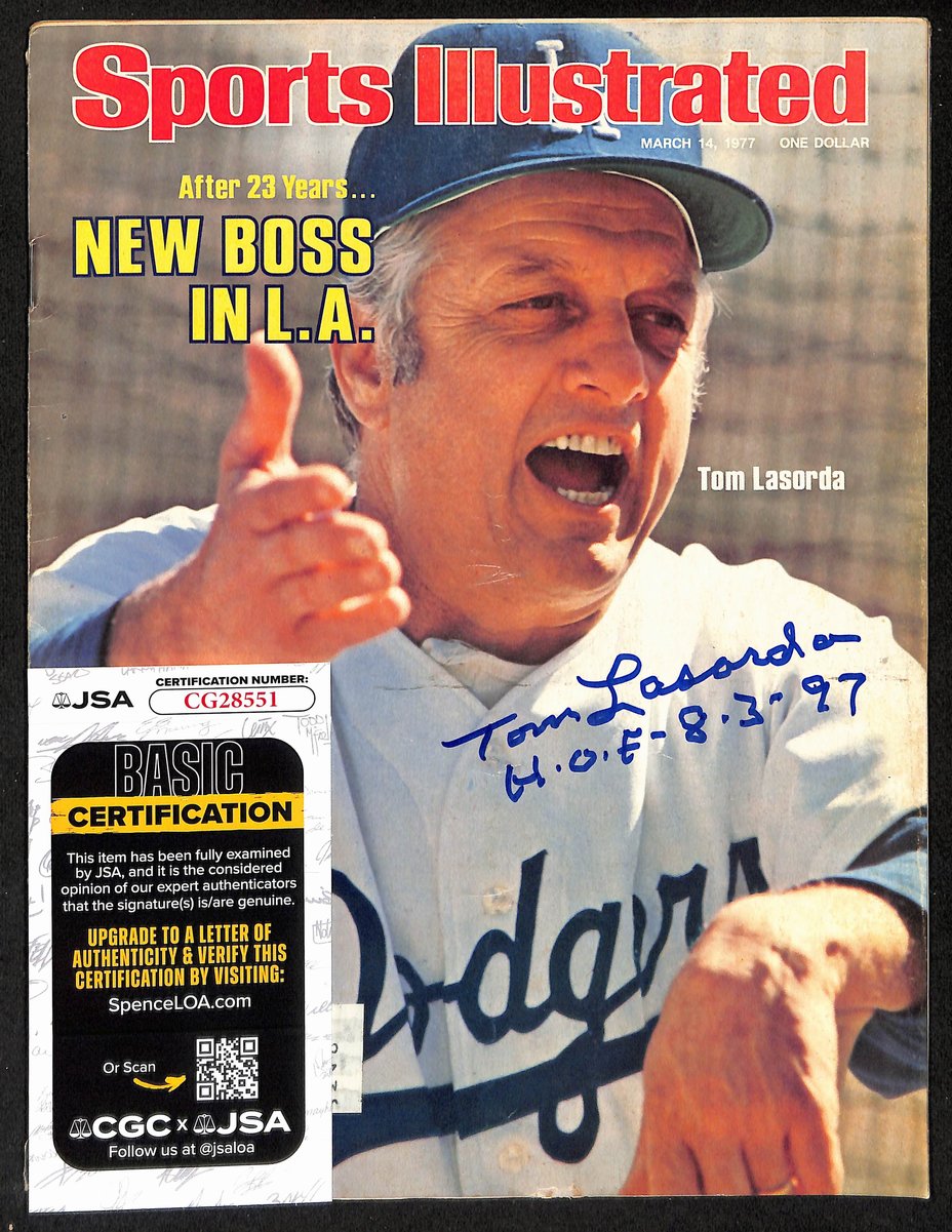 Tom Lasorda HOF Signed/Inscr 3/14/1977 Sports Illustrated Magazine JSA 198000