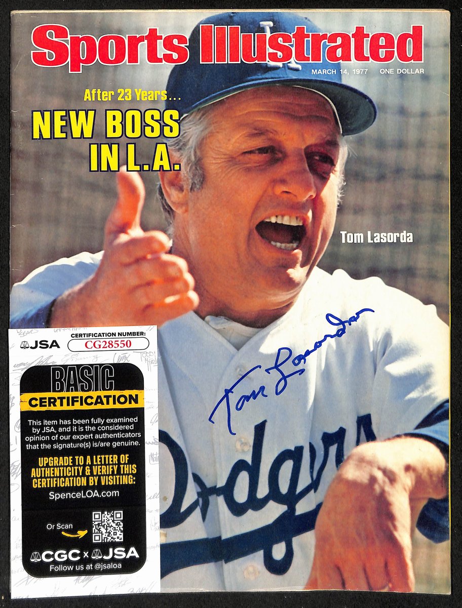 Tom Lasorda HOF Signed/Auto 3/14/1977 Sports Illustrated Magazine JSA 198001