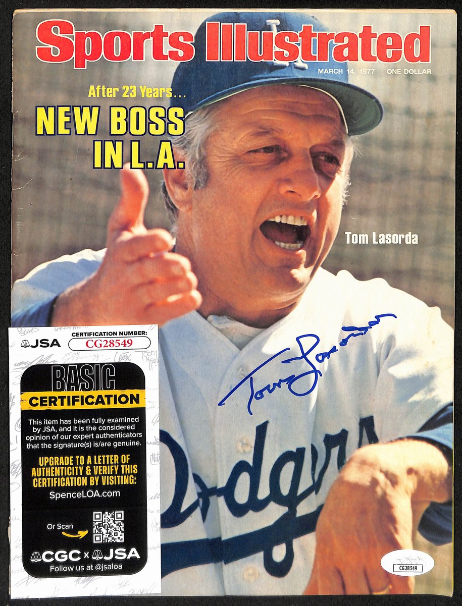Tom Lasorda HOF Signed/Auto 3/14/1977 Sports Illustrated Magazine JSA 198002