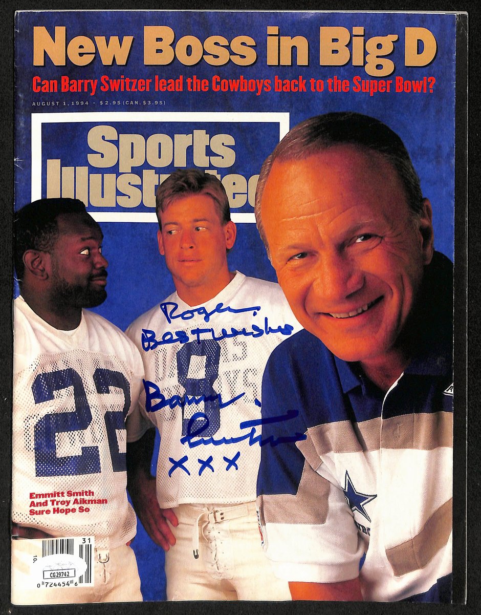 Barry Switzer Signed/Inscr 8/1/1994 Sports Illustrated Magazine NOLABEL JSA