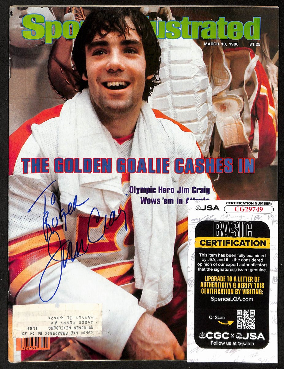 Jim Craig Signed/Inscribed 3/10/1980 Sports Illustrated Magazine JSA 198016
