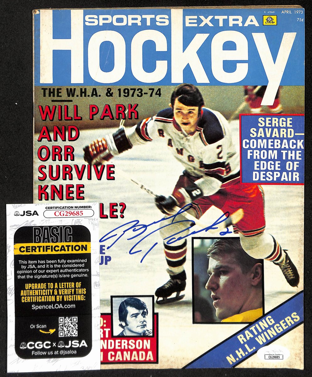 Brad Park HOF Signed/Auto April 1973 HOCKEY Magazine NY Rangers JSA 198061