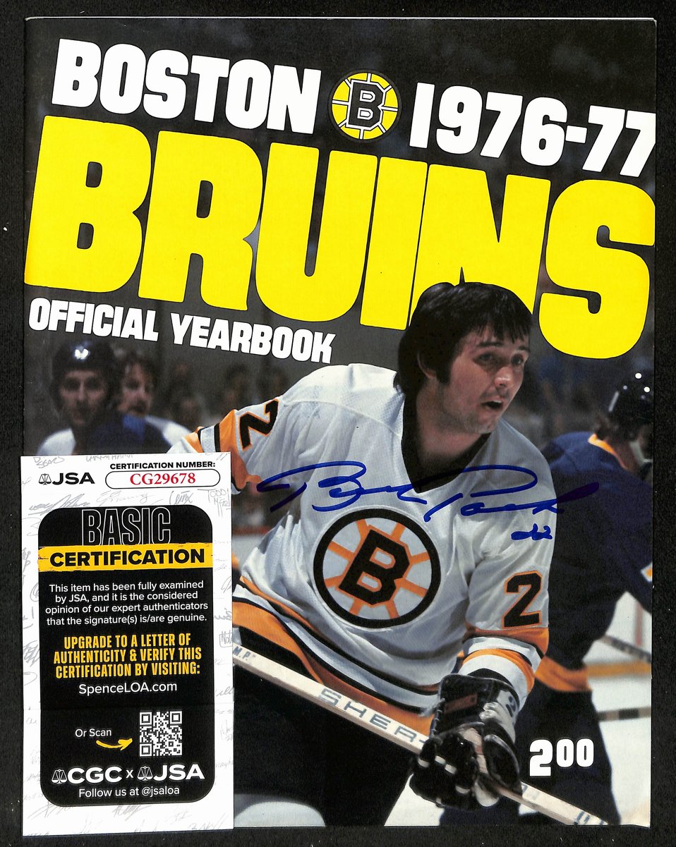 Brad Park HOF Signed/Autographed 1976-77 Boston Bruins Yearbook JSA 198068