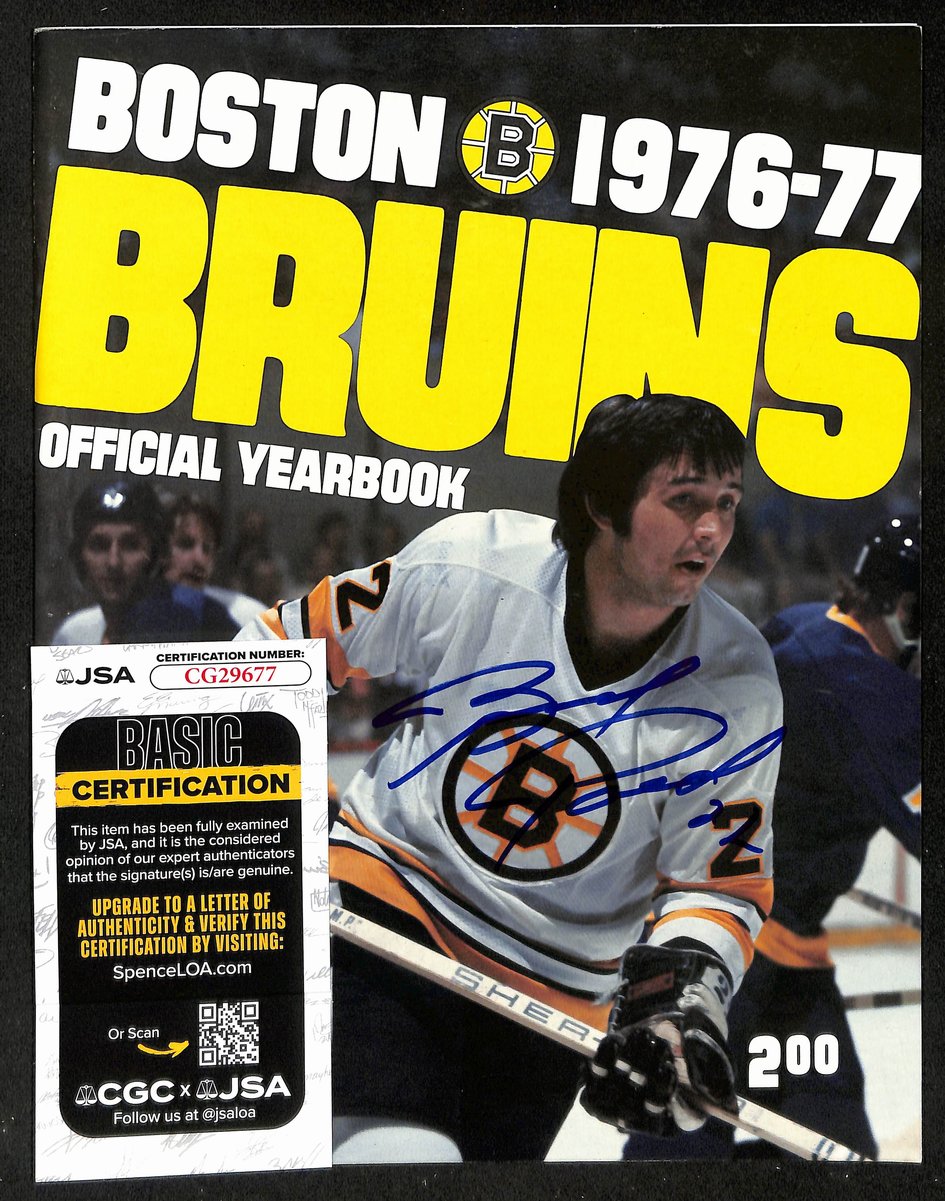 Brad Park HOF Signed/Autographed 1976-77 Boston Bruins Yearbook JSA 198069