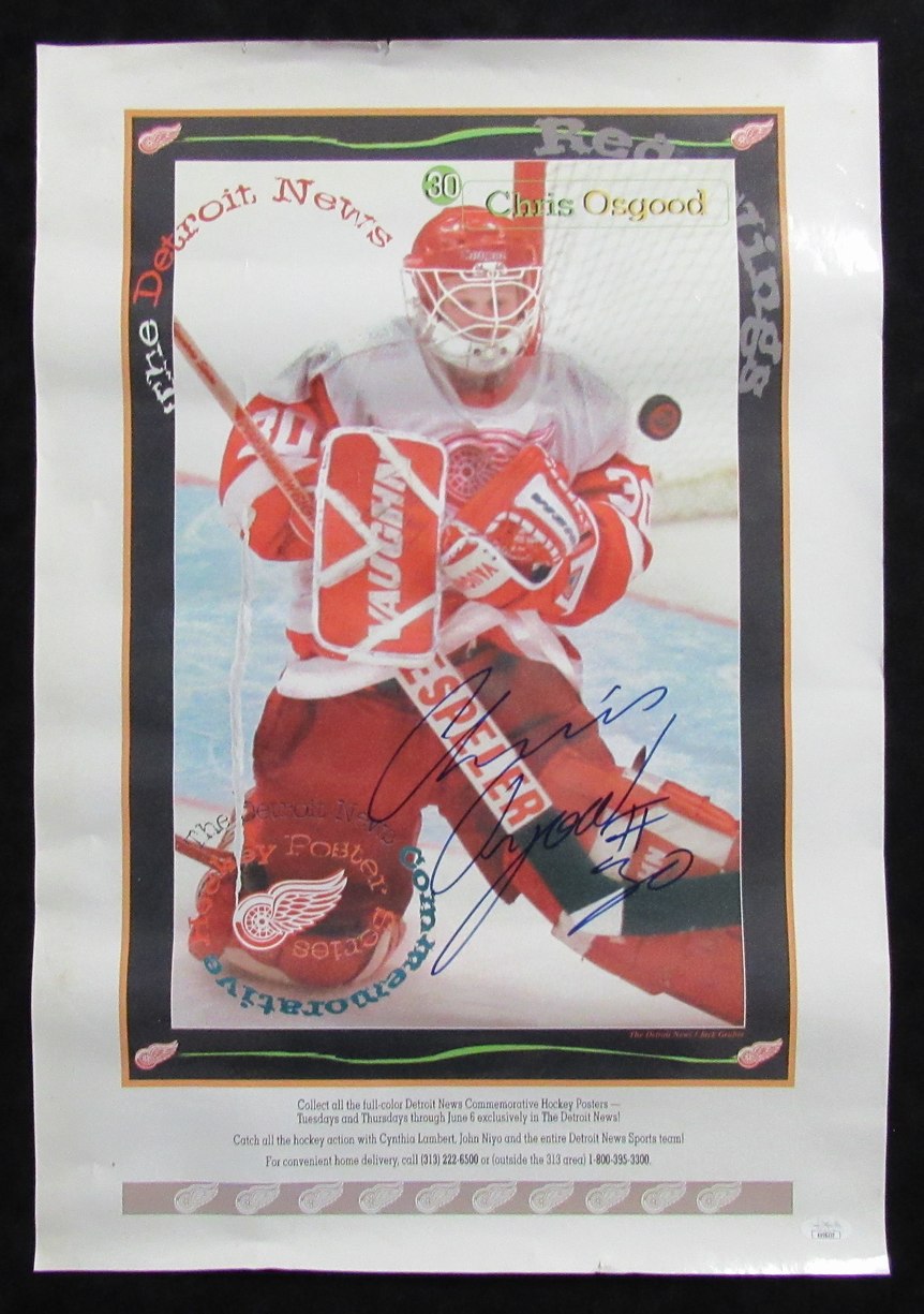 Chris Osgood Signed/Autographed 14x22 Poster Detroit Red Wings JSA 199602