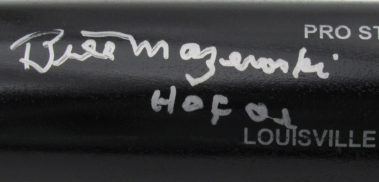 Bill Mazeroski HOF Signed/Inscr Black Louisville Slugger Bat Pirates JSA 199435