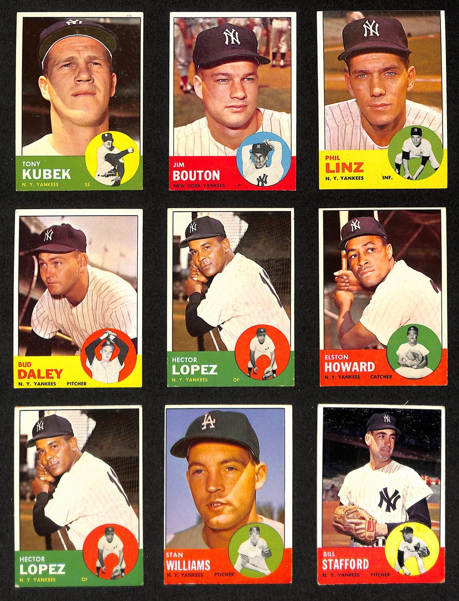 Lot of (9) Miscellaneous UNSIGNED 1963 TOPPS New York Yankees Cards 199427