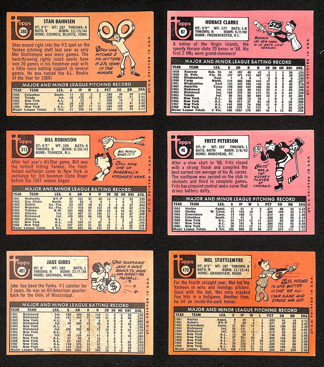 Lot of (15) Miscellaneous UNSIGNED 1960's TOPPS New York Yankees Cards 199429