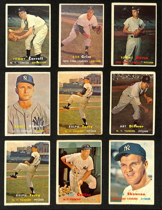 Lot of (9) Miscellaneous UNSIGNED 1957 TOPPS New York Yankees Cards 199432