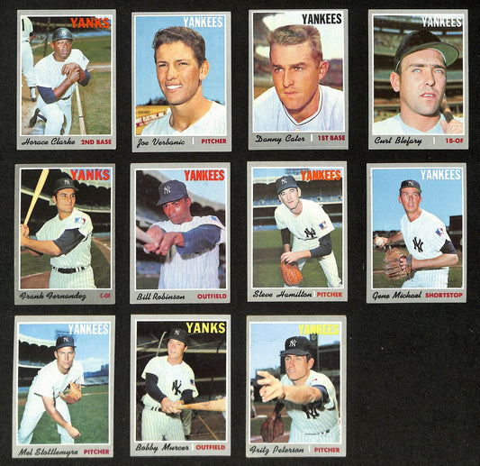 Lot of (11) Miscellaneous UNSIGNED 1970 TOPPS New York Yankees Cards 199433