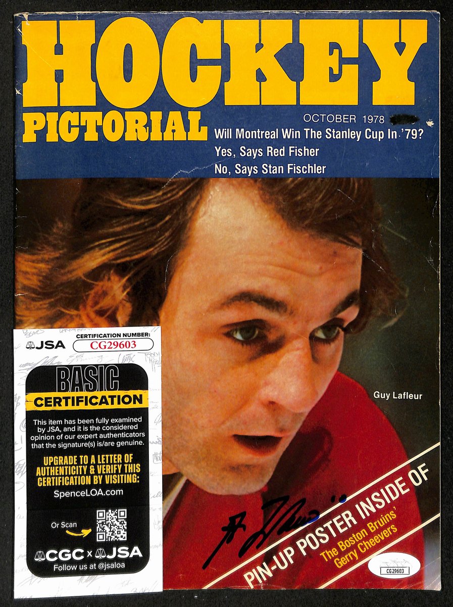 Guy Lafleur HOF Signed Oct 1978 HOCKEY Pictorial Magazine Canadiens JSA 198448