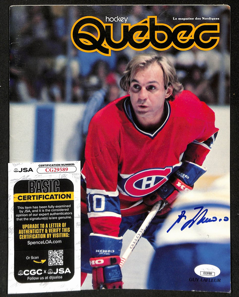 Guy Lafleur HOF Signed/Auto 1977 Hockey Program Quebec vs. Montreal JSA 198462