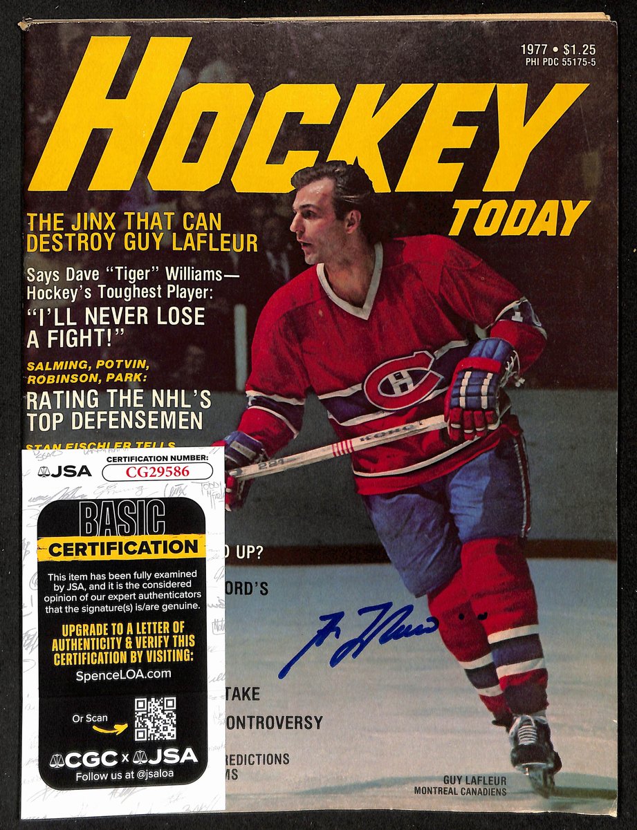 Guy Lafleur HOF Signed/Auto 177 HOCKEY Today Magazine Canadiens JSA 198464
