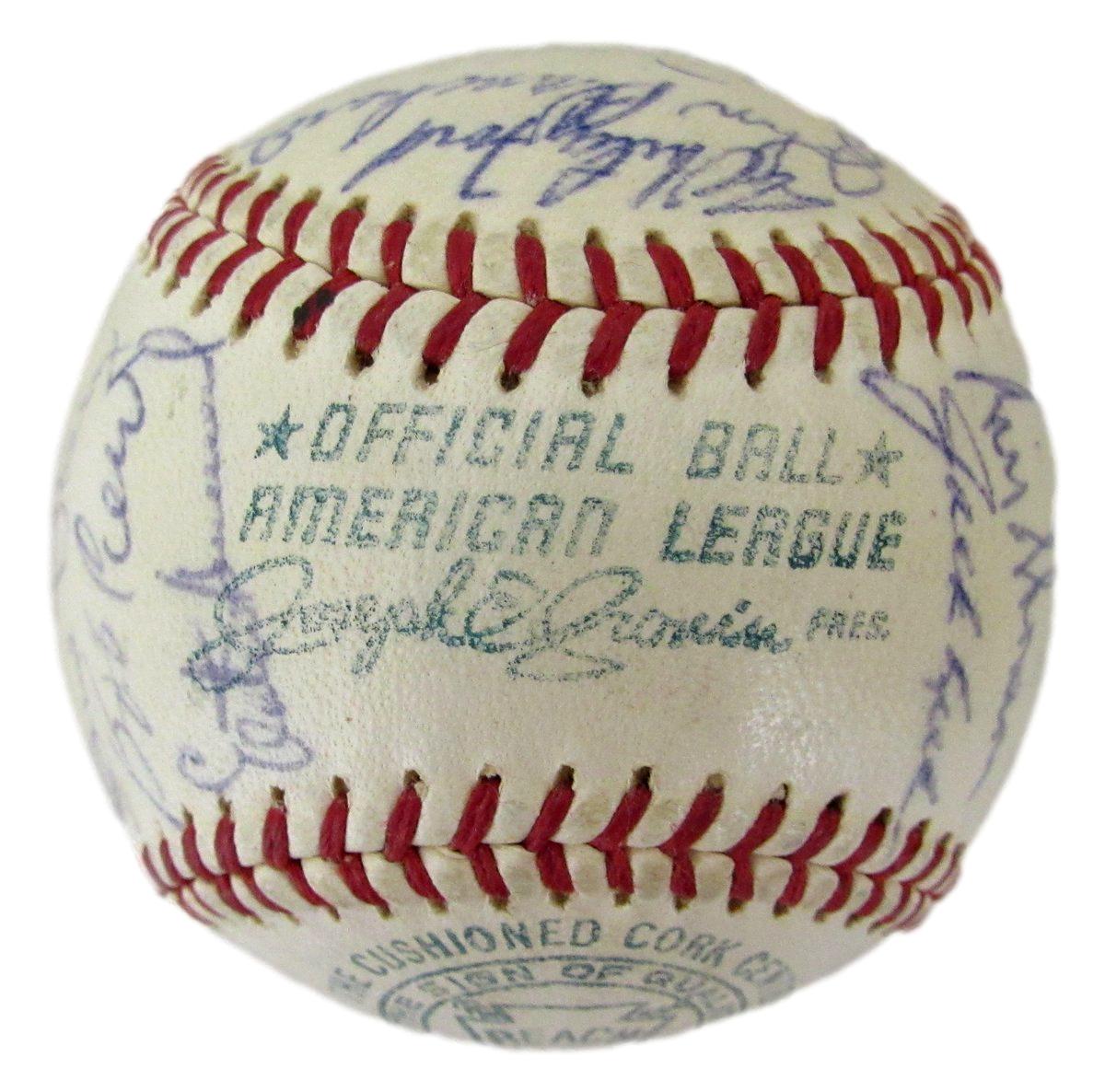 1963 AL Champs NY Yankees Team Signed (29) Reach Baseball Mantle Beckett 198606
