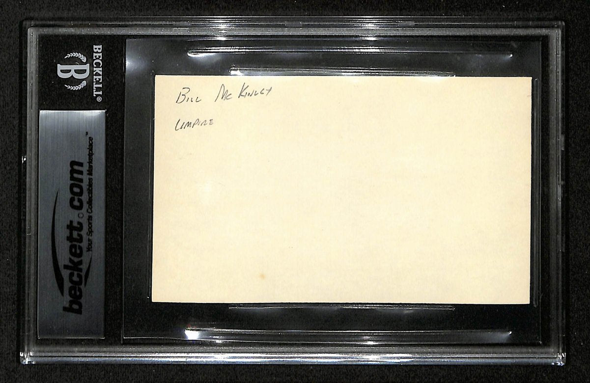 Bill McKinley A.L. Umpire Signed/Auto 3x5 Index Card - MINT 9 BAS/Beckett 199681