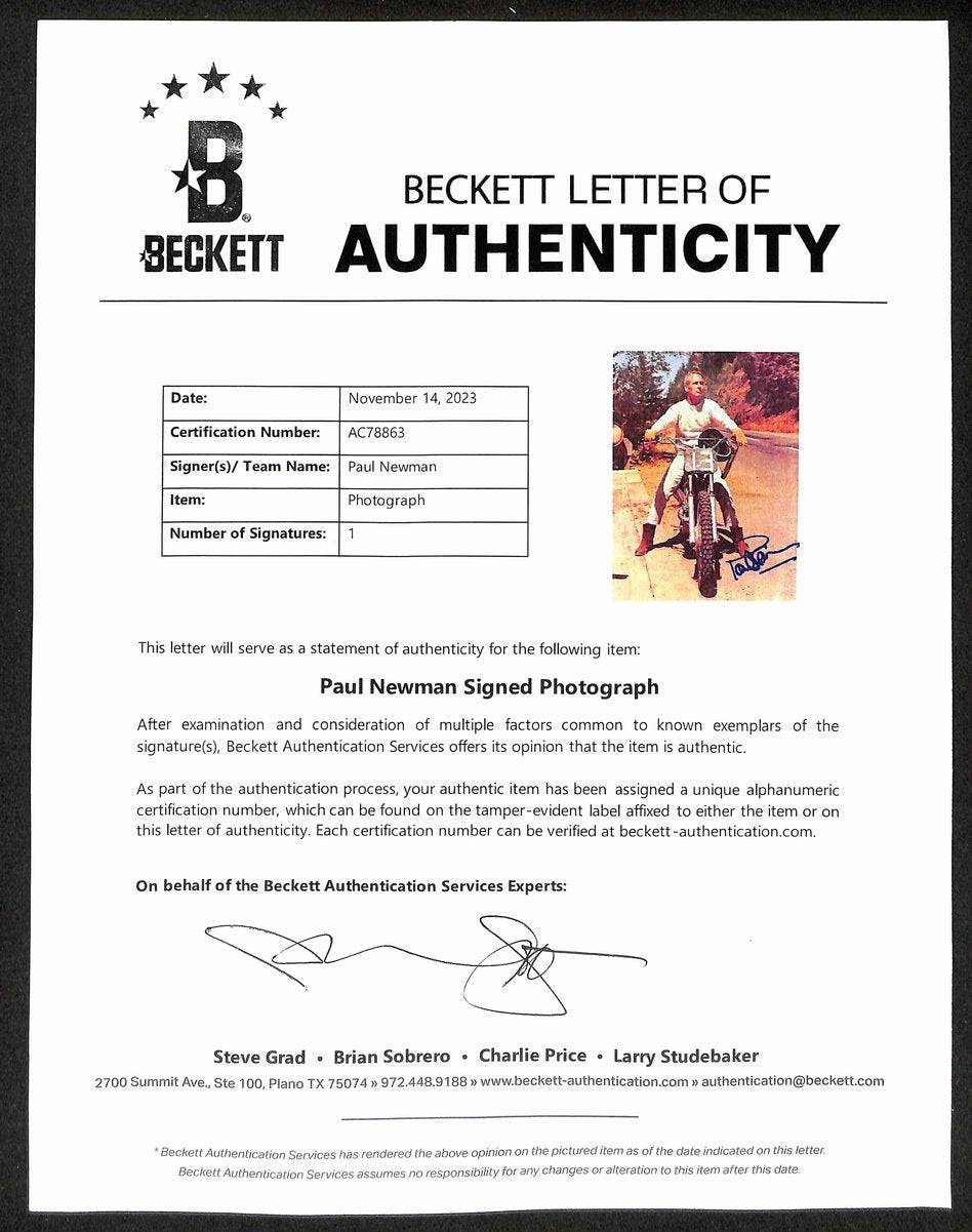 Paul Newman Signed/Auto 8x10 Photo "Sometimes a Great Notion" BAS/Beckett 199691