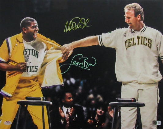 Larry Bird/Magic Johnson Dual-Signed/Autographed 16x20 Photo PSA & BAS 200038