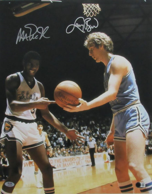 Larry Bird/Magic Johnson Dual-Signed/Auto 16x20 Photo College PSA & BAS 200039