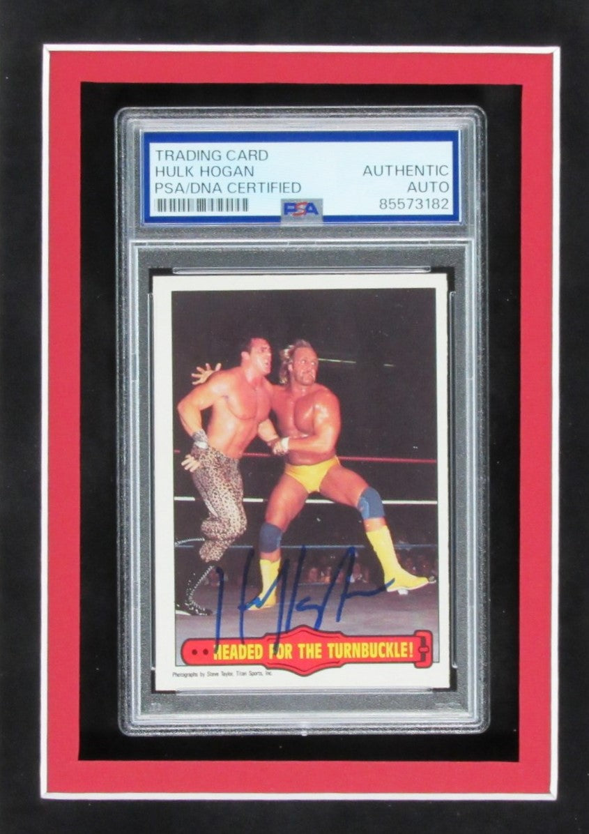 Hulk Hogan HOF WWE Signed Trading Card w/8x10 Photo Collage Framed PSA/DNA 19996
