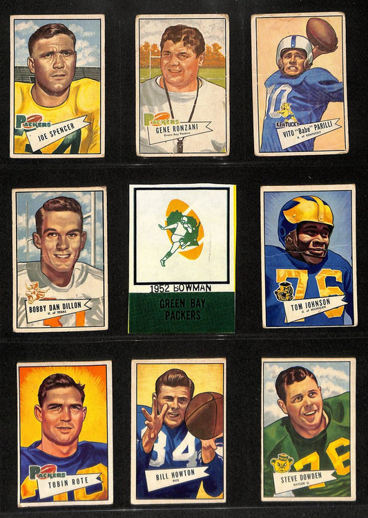 1952 Bowman Small Football Cards Green Bay Packers Partial Team Set (8) 200302