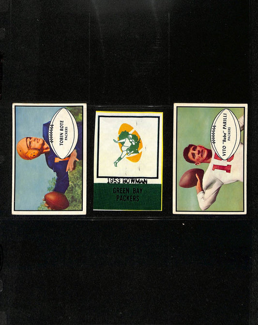 1953 Bowman 2.5x3.75 Football Cards Green Bay Packers Partial Set (2) 200304
