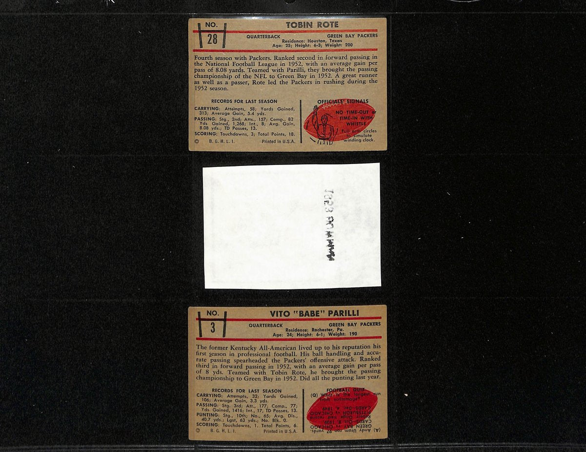 1953 Bowman 2.5x3.75 Football Cards Green Bay Packers Partial Set (2) 200304