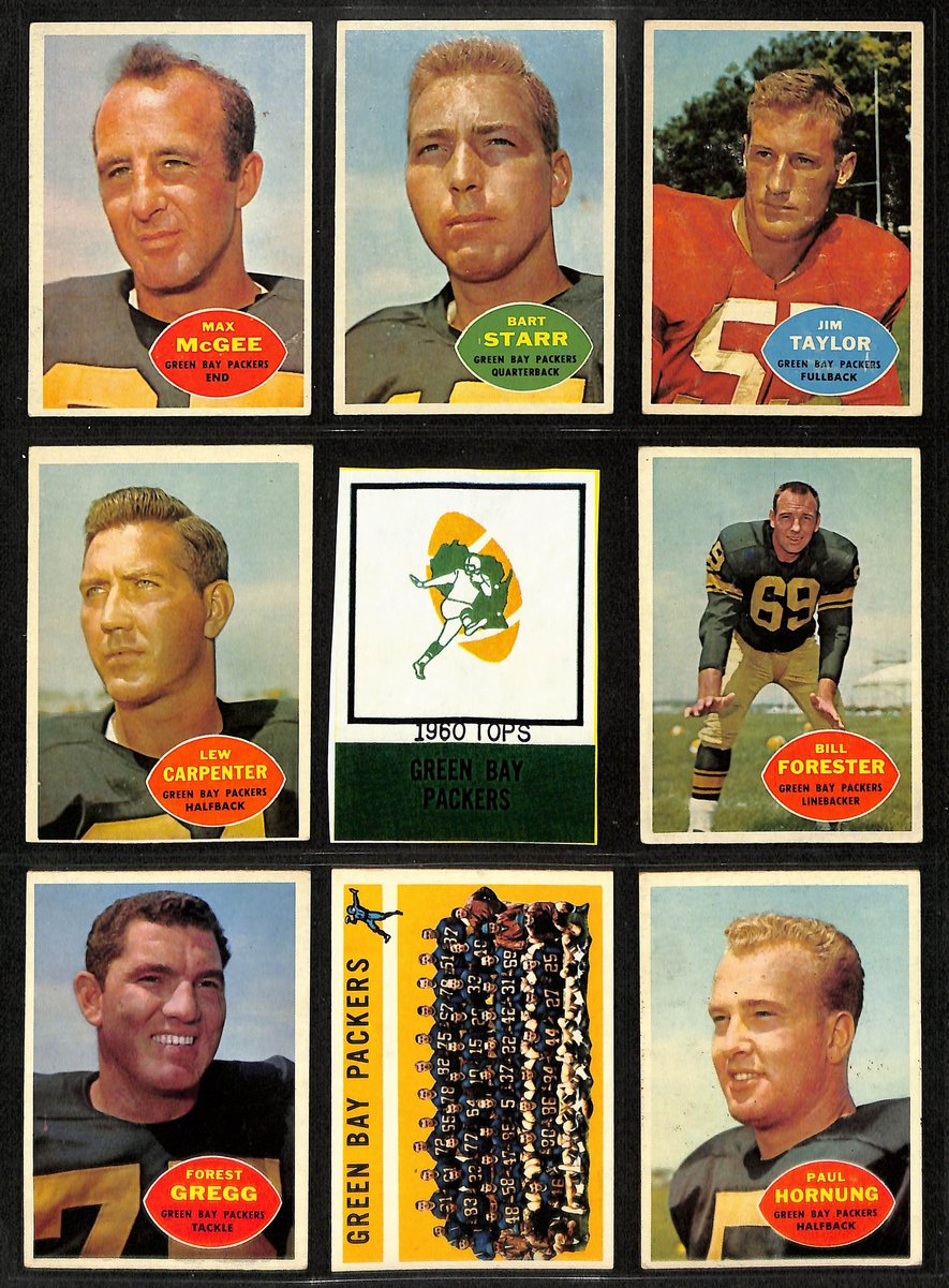 1960 TOPPS Football Cards Green Bay Packers Complete Team Set (10) 200311