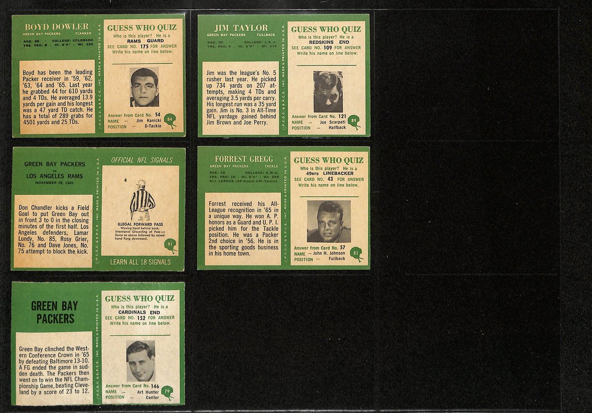 1966 Philadelphia Football Cards Green Bay Packers Complete Team Set (13) 200318