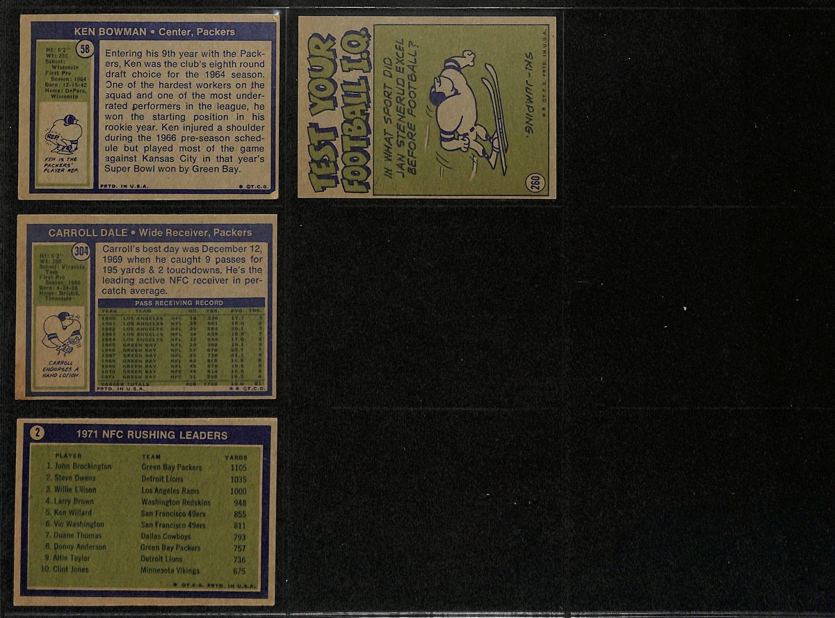 1972 TOPPS Football Cards Green Bay Packers Partial Team Set (12/13) 200323