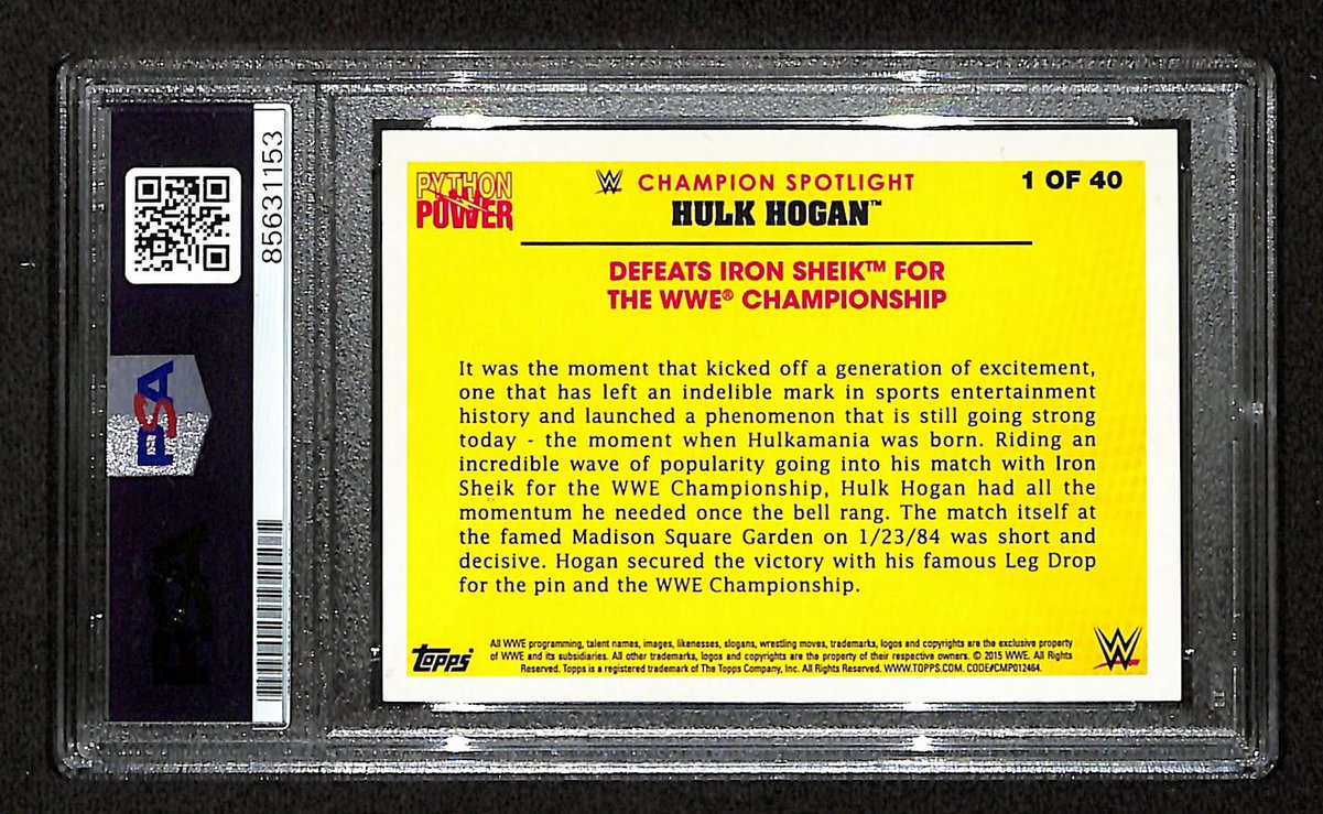 Hulk Hogan HOF Signed/Auto 2015 Topps Wrestlemania Card #1/40 PSA/DNA 200404