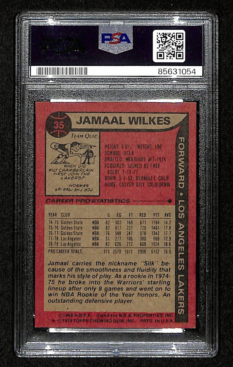 Jamaal Wilkes HOF Signed 1979 TOPPS Card #35 Los Angeles Lakers PSA/DNA 200410