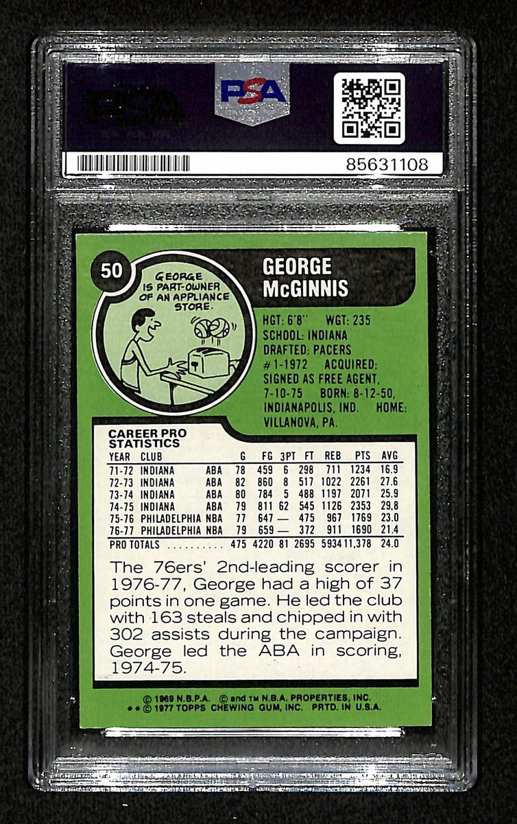 George McGinnis HOF Signed 1977-78 TOPPS Card #50 76ers PSA/DNA 200448