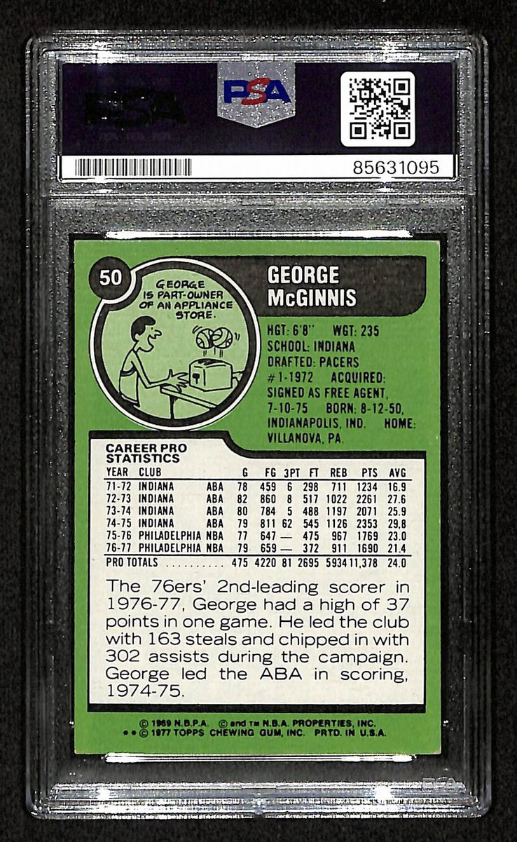 George McGinnis HOF Signed 1977-78 TOPPS Card #50 76ers PSA/DNA 200449