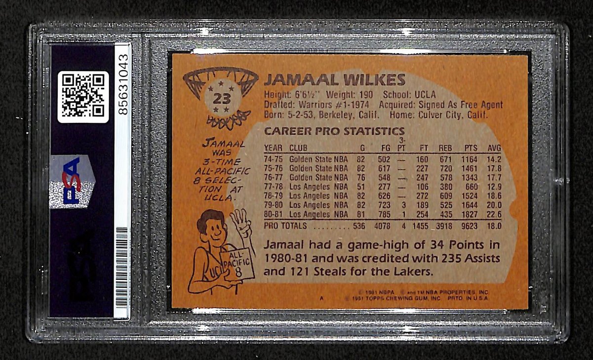 Jamaal Wilkes HOF Signed/Auto 1981 TOPPS Card #33 Lakers PSA/DNA 200391