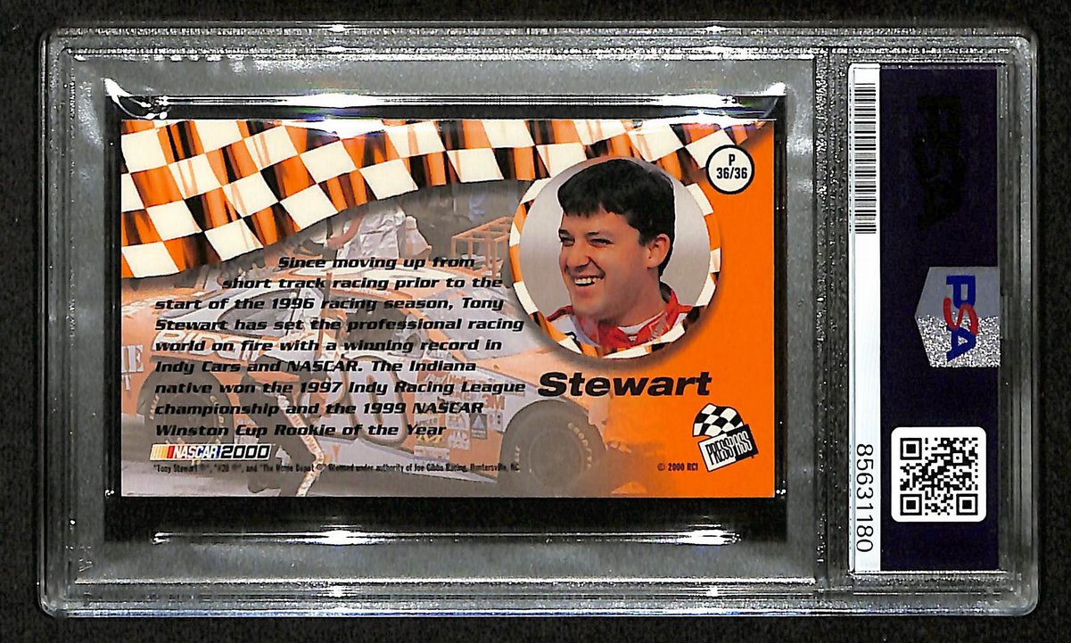 Tony Stewart Signed/Auto 2000 NASCAR Press Pass Card #P 36/36 PSA/DNA 200483